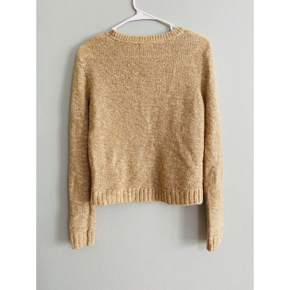 - Forever 21 Cropped Yellow Sweater Size Medium Cable Knit Front - Picture 4 of 4